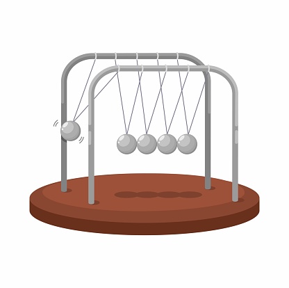 Newton Cradle Pendulum Balls Cartoon illustration Vector