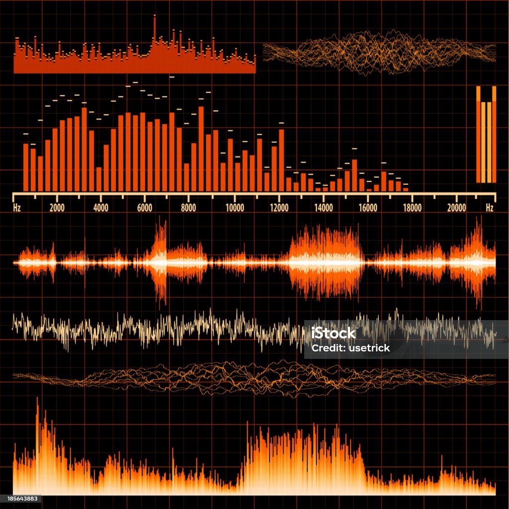 Conjunto de ondas de som. Fundo de música. EPS 10 - Royalty-free Abstrato arte vetorial