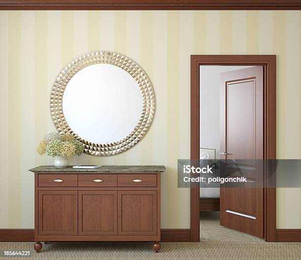 Hallway Of A Classic Style House With Half Open Door To Room Stock Photo - Download Image Now