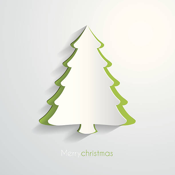 ilustraciones, imágenes clip art, dibujos animados e iconos de stock de árbol de navidad de papel - white green colors paper