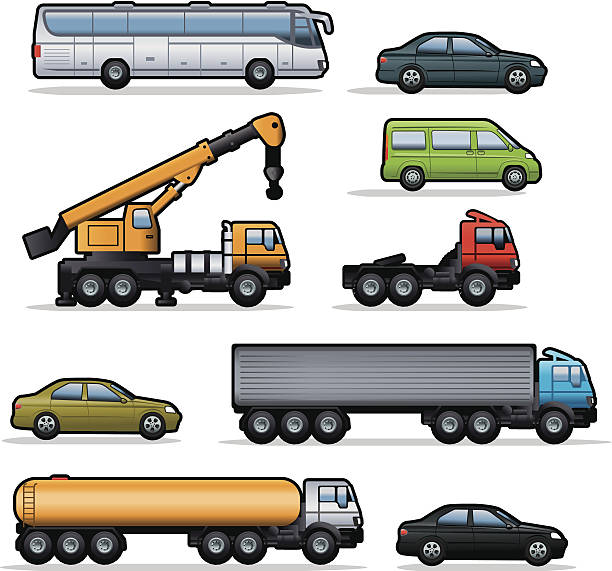 Véhicules de transport et de travail - Illustration vectorielle
