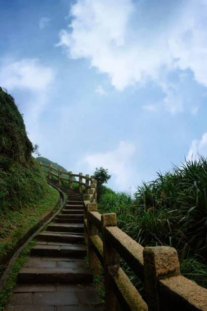 istock Stairway hiking on high cliff mountain 1856452380