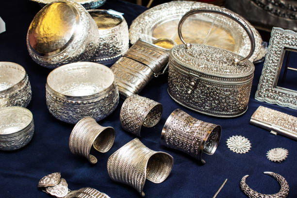 Collection of antique traditional silver jewelry