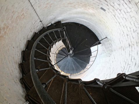 interior spiral staircase of the Key West Lighthouse, Florida, USA