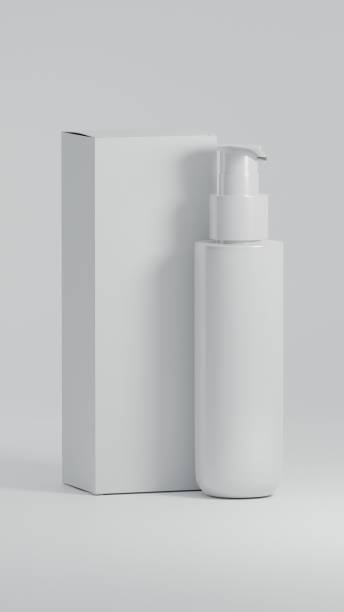 istock White dispenser bottle with packaging standing on a white background 1856539973