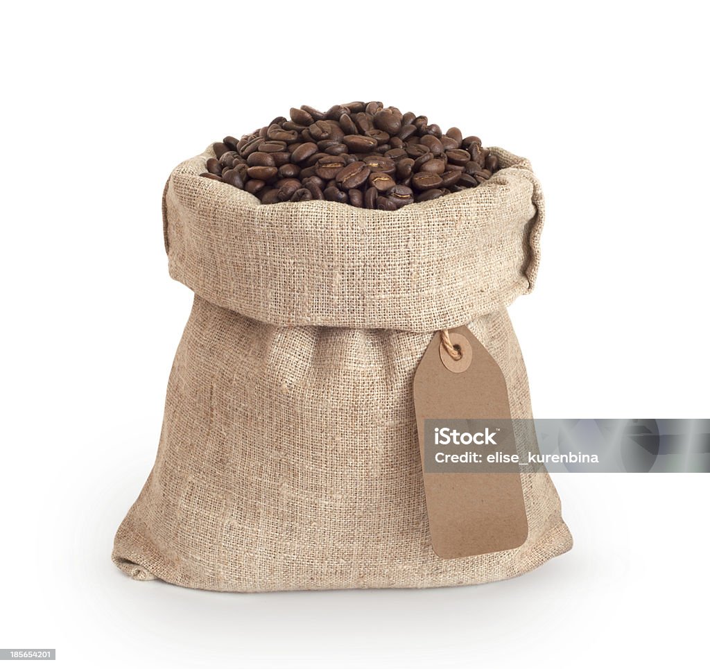 Chicchi di caffè nel sacco di iuta - Foto stock royalty-free di Caffè - Bevanda