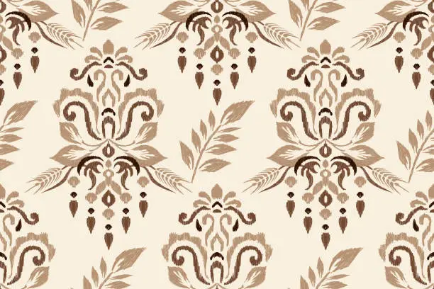 Vector illustration of Damask Ikat floral paisley seamless pattern
