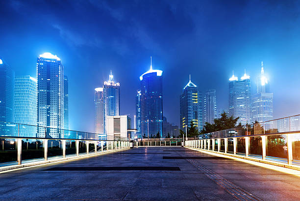 istock Cities of skyscrapers at night 185656274