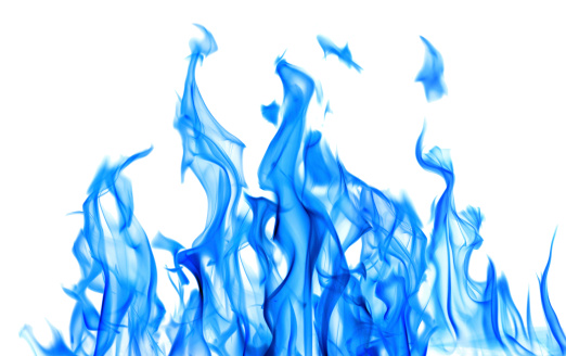 blue flame isolated on white background