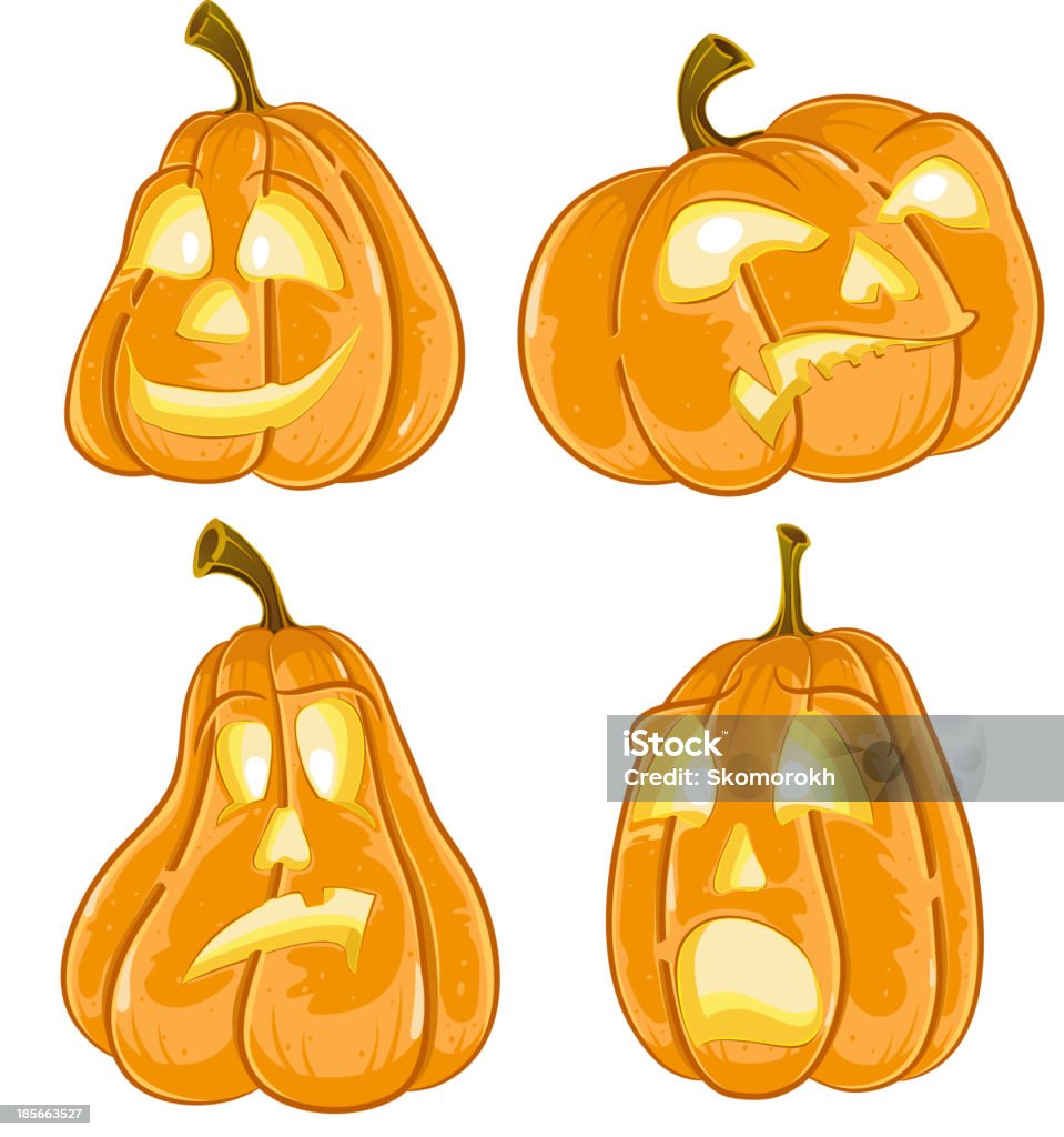 Хэллоуин pumpkins Jack O светильникам - Векторная графика Белый роялти-фри