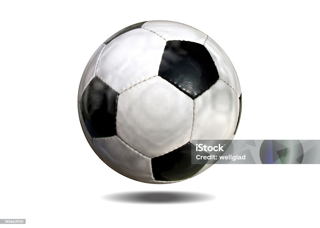 De cuero blanco y negro de fútbol - Foto de stock de Blanco - Color libre de derechos