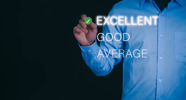 istock Customer services best excellent business rating experience. Satisfaction survey concept. user gives ratings to service experience on the online application, online marketing, and business processes. 1856661265
