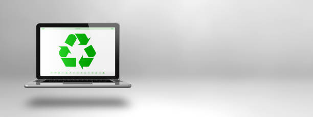 istock Laptop computer with a recycling symbol on screen. environmental conservation concept 1856678752