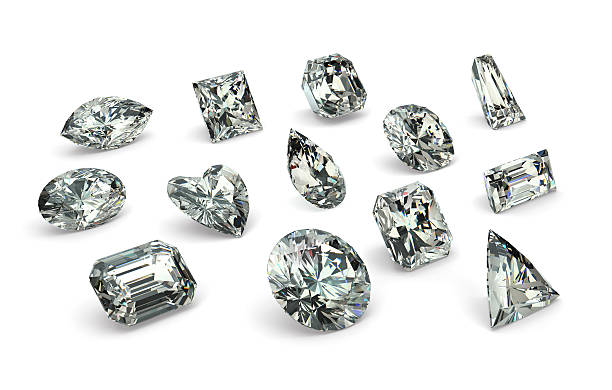 istock Assortment of different diamond cut styles on white 185667947