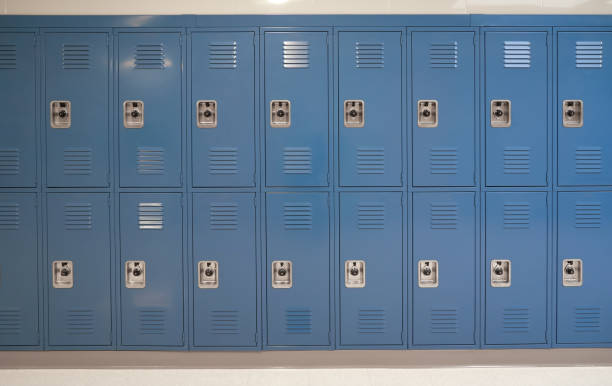 istock close up on blue lockers in the school 1856692886