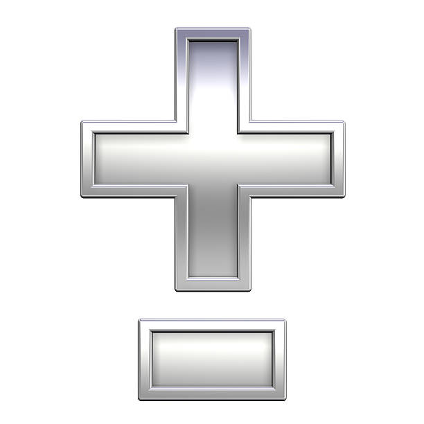 istock Hyphen, minus, plus marks from chrome with frame alphabet set 185669493