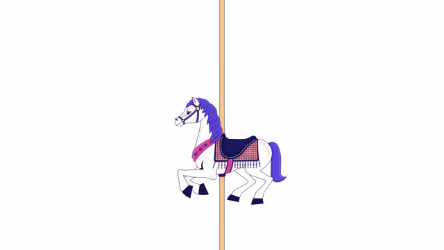 Carousel horse vintage line 2D object animation