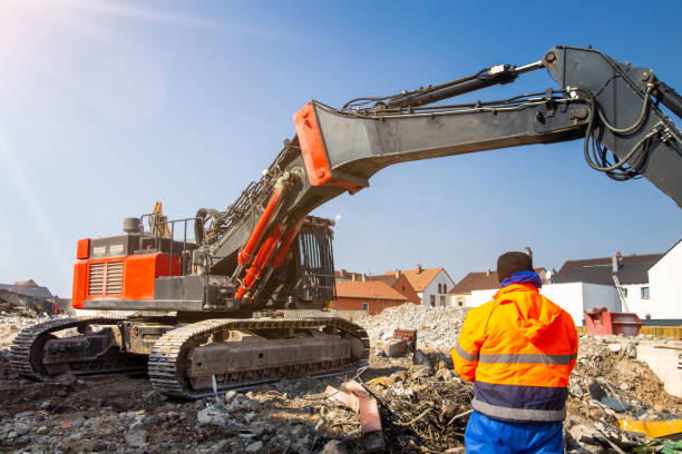 istock Demolition excavator in action 1856747420