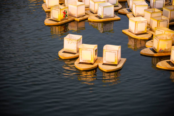 istock Water Lanterns on the Water Surface at Night 1856771206