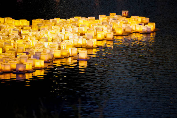 istock Water Lanterns on the Water Surface at Night 1856772796