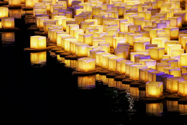 istock Water Lanterns on the Water Surface at Night 1856772799
