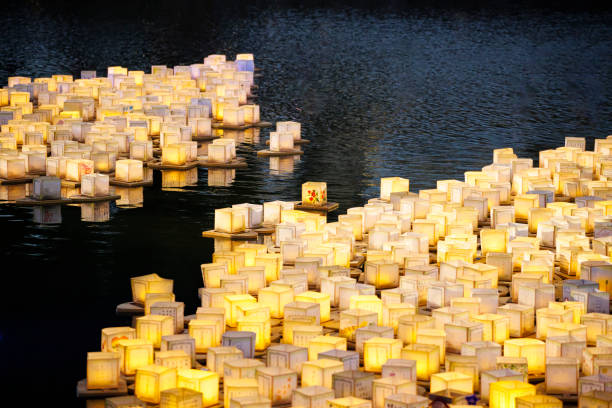 istock Water Lanterns on the Water Surface at Night 1856772800