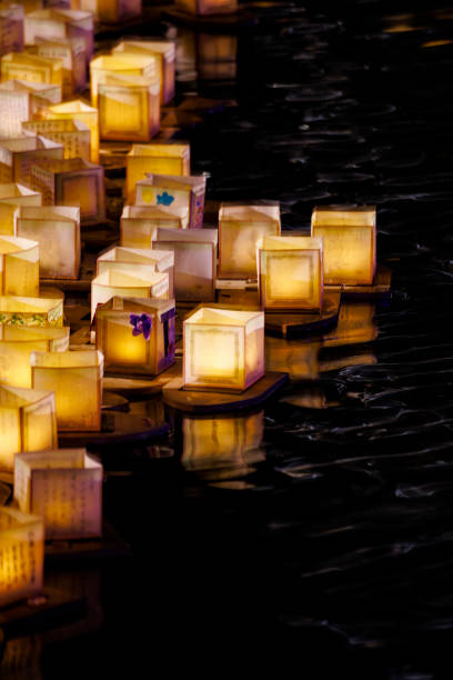 istock Water Lanterns on the Water Surface at Night 1856773856