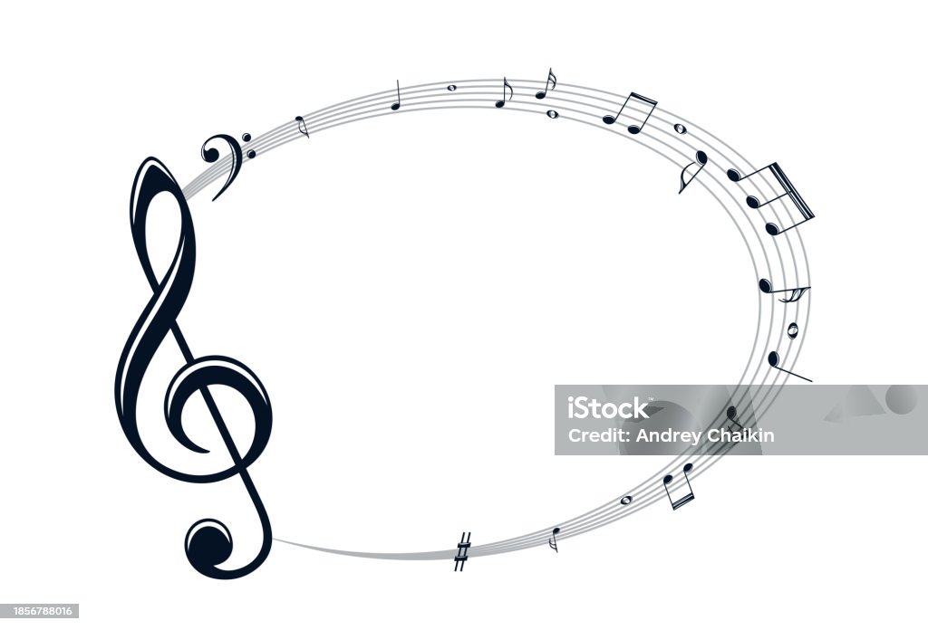 Blue Frame Notes Frame With Musical Notes Stock Illustration - Download Image Now - Art ...