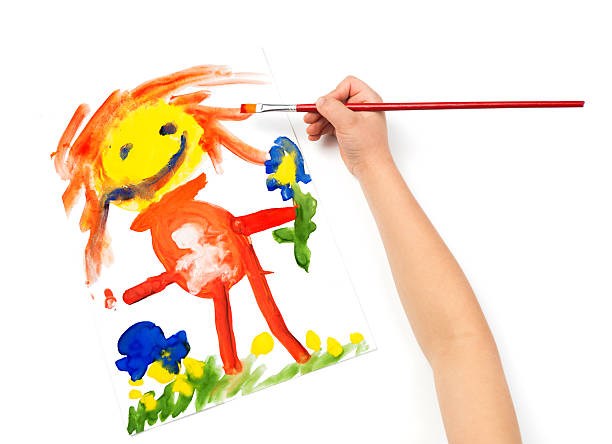 Child draws mother watercolors Child draws mother watercolors animal embryo photos stock pictures, royalty-free photos & images