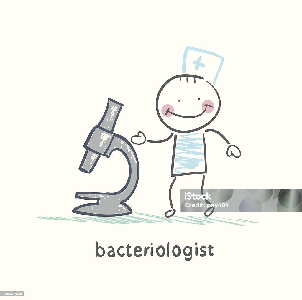 Microscopio bacteriologist espera - arte vectorial de Adulto libre de derechos