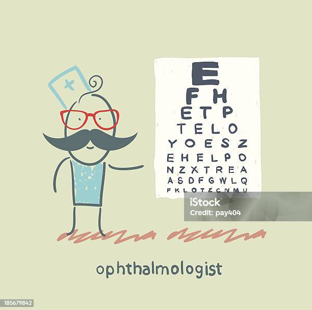 Ophthalmologist Near The Table Stock Illustration - Download Image Now - Adult, Alphabet, Beautiful People