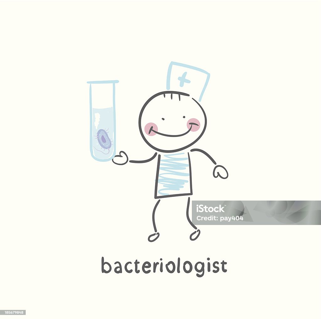 bacteriologist 루킹 at 테스트 튜브 - 로열티 프리 Bacteriologist 벡터 아트