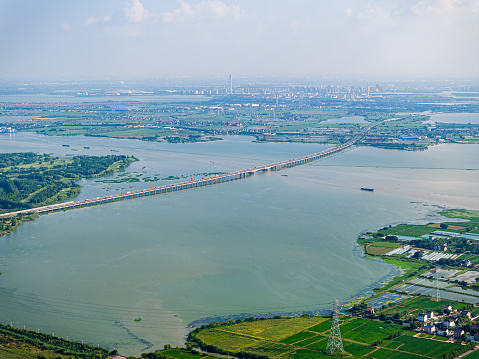 Lakes and farmland in China, Jiangsu, Suzhou, and Kunshan