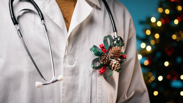 istock Medical operator getting ready to celebrate Christmas 1856824266