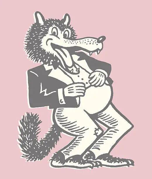 Vector illustration of Laughing Wolf