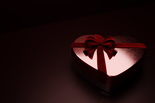 Valentine's Day - 9 elegant chocolate box with velvet gift ribbon - 3D Illustration