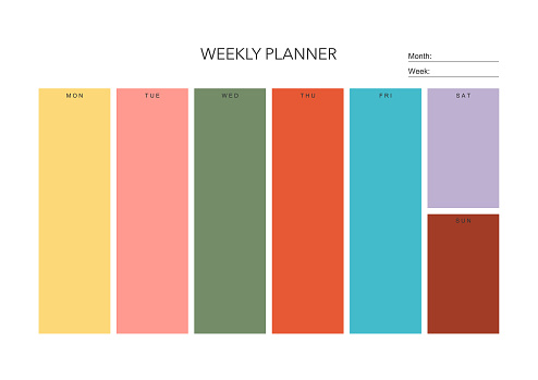 weekly plan, minimalistic daily, weekly planner printable template. habit, workout planning and to do list. printable planner, digital planner. A4 and letter size. Vector template. EPS 10