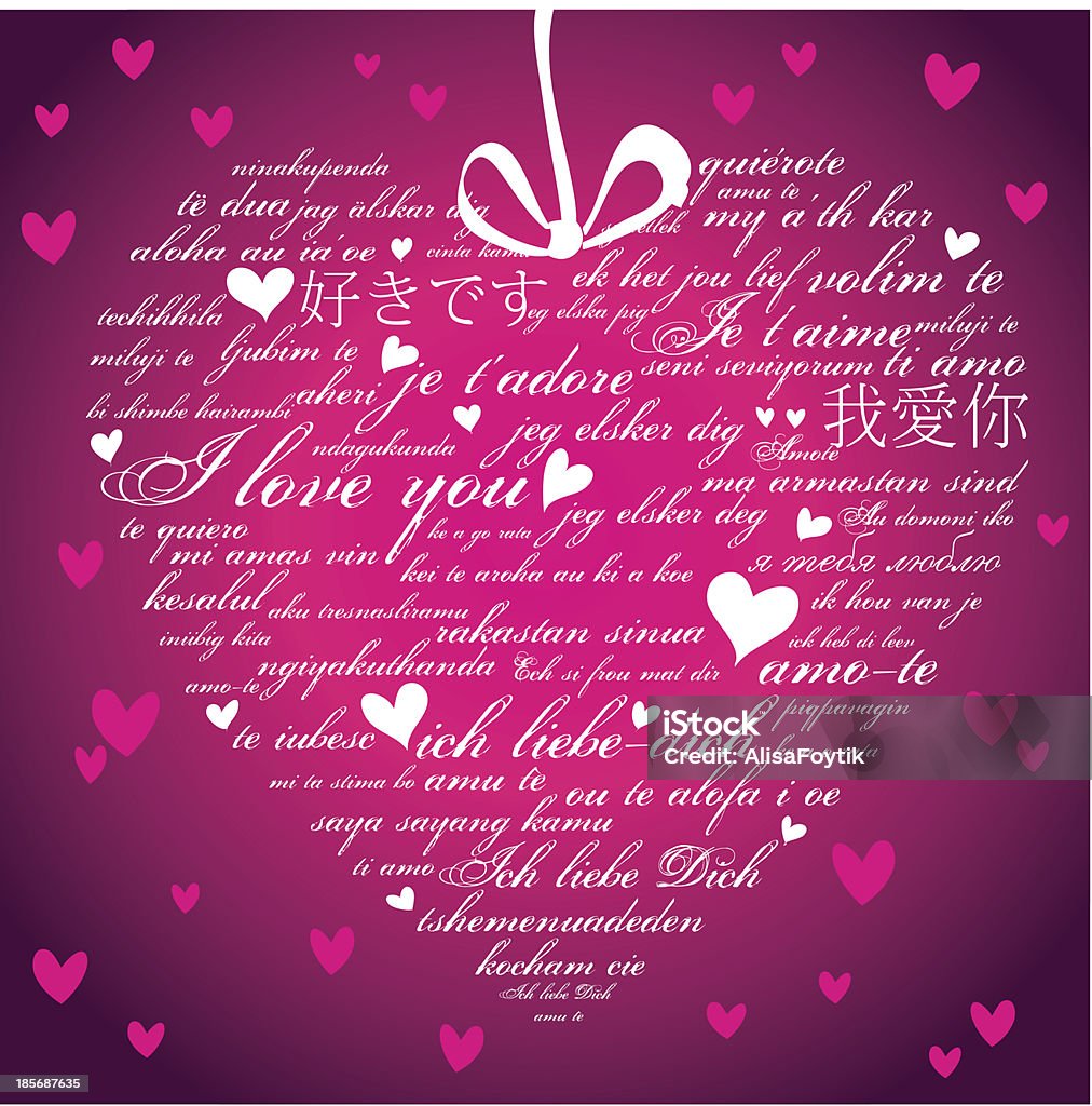 I love you heart Say I love you in many languages. Adult stock vector