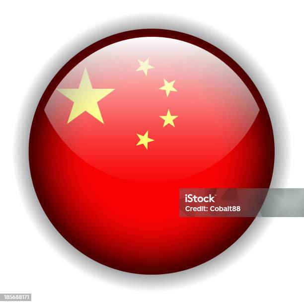 Китай Флаг Кнопка Векторные — стоковая векторная графика и другие изображения на тему Без людей - Без людей, Блестящий, Векторная графика