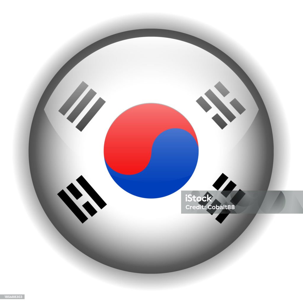 韓国の国旗ボタン、ベクター - アジア大陸のロイヤリティフリーベクトルアート