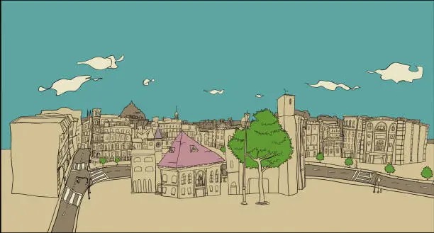 Vector illustration of View of City