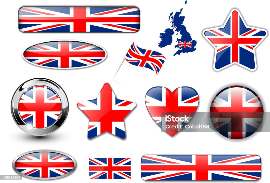 イングランド、英国国旗ボタンのすばらしいコレクションの - イギリスのロイヤリティフリーベクトルアート