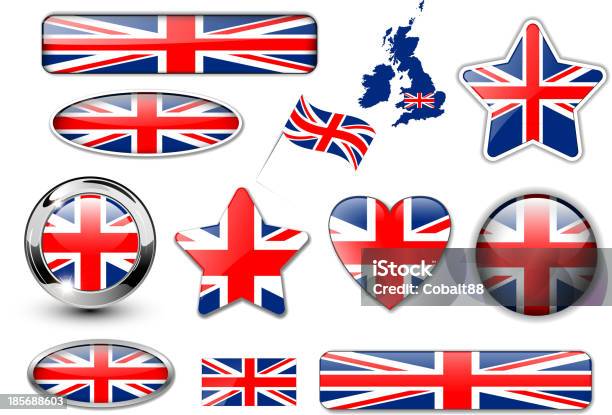 Anglia Wielka Brytania Flaga Przyciski Wielka Kolekcja - Stockowe grafiki wektorowe i więcej obrazów Anglia