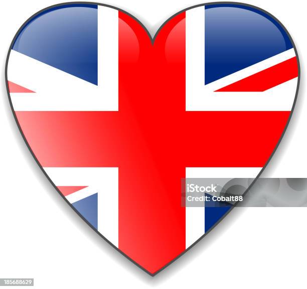 England Uk Flagge Herz Vektorschaltfläche Stock Vektor Art und mehr Bilder von Abzeichen - Abzeichen, Autorität, Britische Kultur