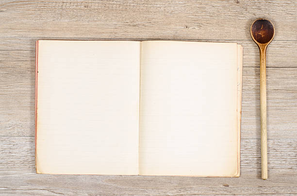 istock Old paper in a book with wooden spoon 185688873