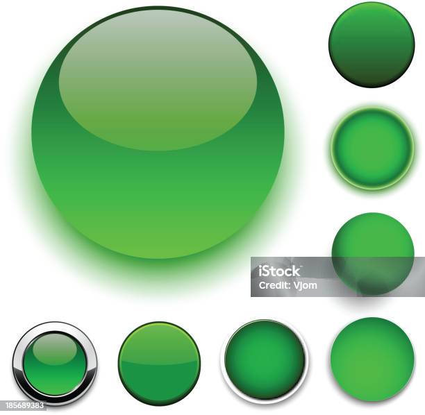 Okrągłe Zielone Ikony - Stockowe grafiki wektorowe i więcej obrazów Błyszczący - Błyszczący, Chrom, Etykieta