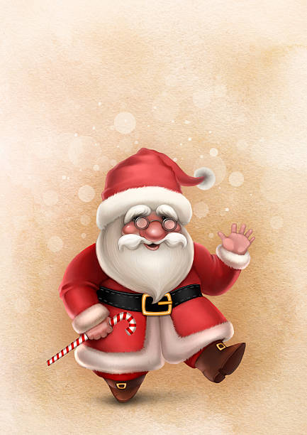 рождественская открытка с иллюстрации санта-клауса - computer graphic image characters full stock illustrations