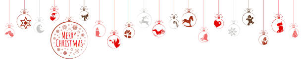 クリスマスのアイコンと挨拶でぶら下がっているボーブル - star shape点のイラスト素材／クリップアート素材／マンガ素材／アイコン素材