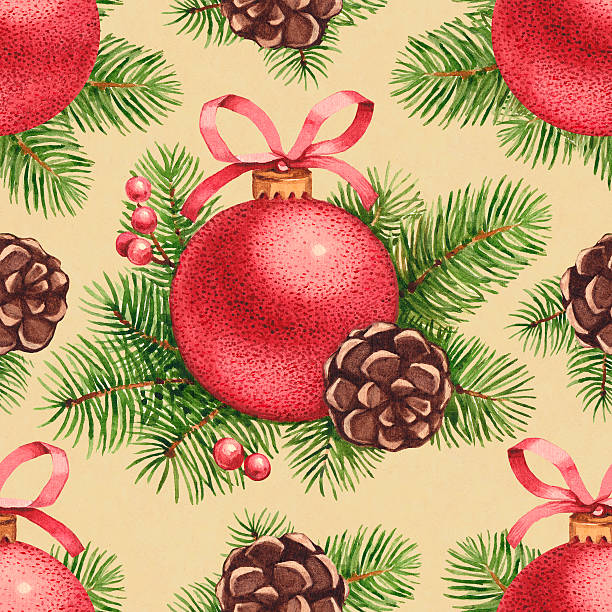 Watercolor Christmas pattern vector art illustration