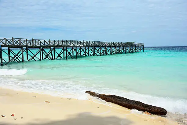 Wooden bridge in Sipadan island, scuba-diving paradise